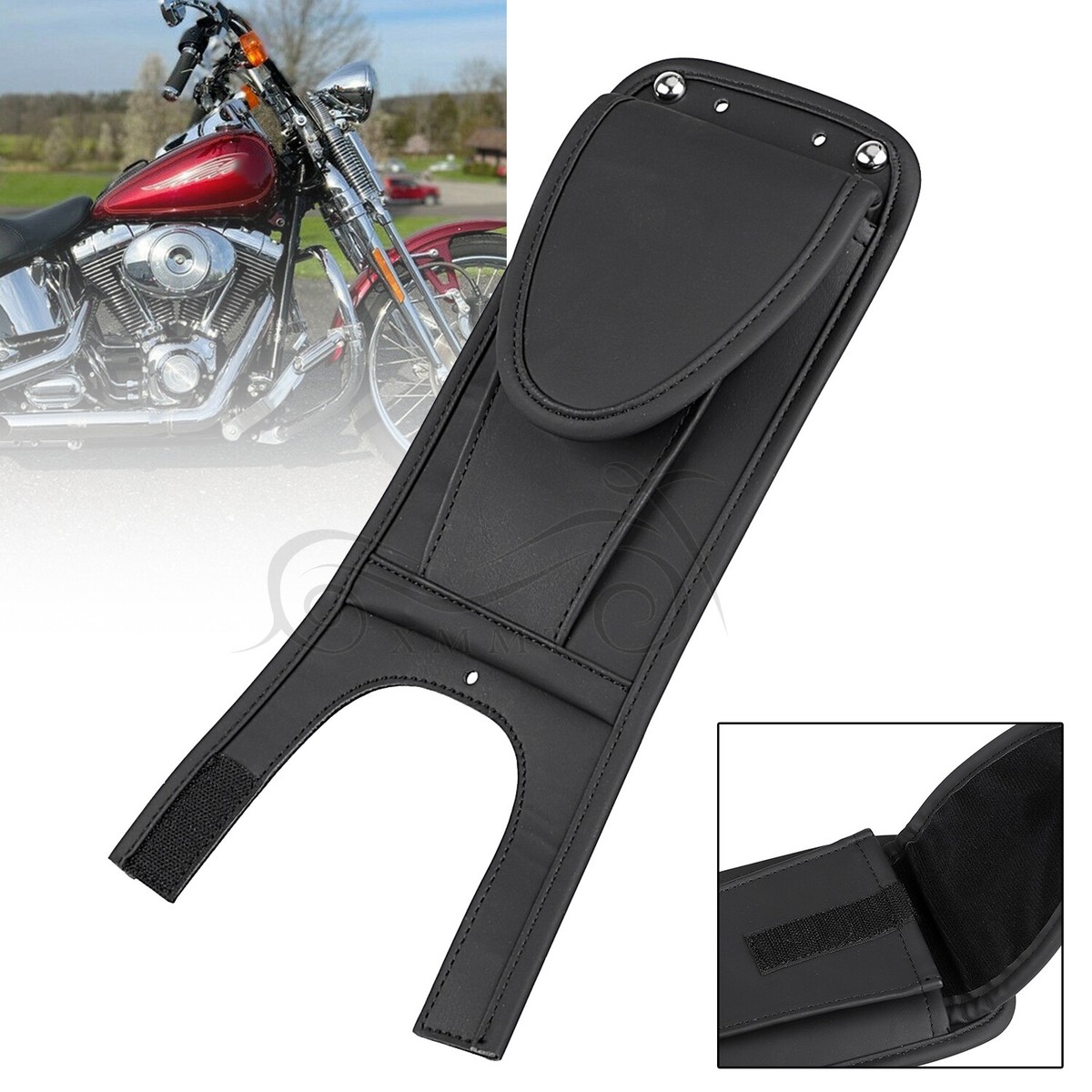 Motorcycle Black Tank Bib W/ Pouch For Harley Heritage Softail
