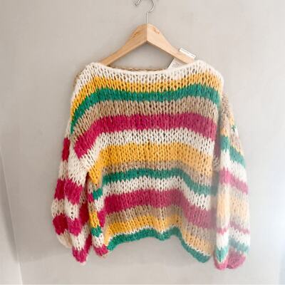 E with Love Multi Striped Pullover Knit Sweater NEW Alpaca