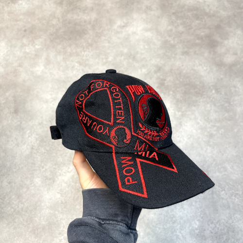 Pow Mia Baseballmütze Herren Militär nie vergessen verstellbarer Riemen hinten Kappe schwarz