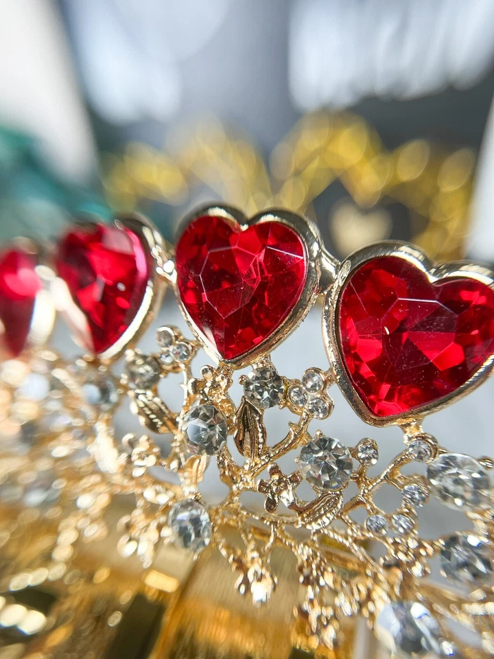 Queen of Heart Tiara, Red Heart Crown, Fairy Headband, Quinceanera Headpiece - Image 3 of 4