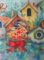 Winter Birdhouses Small Flag Winter Birdhouses Small Flag