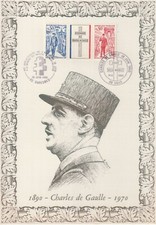 Encart Philatélique sur soie Charles de Gaulle Lille 1980