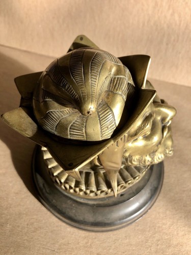 19th Century English Bronze Inkwell, Marked The Bard, Portsea, On Marble Base - Picture 11 of 12