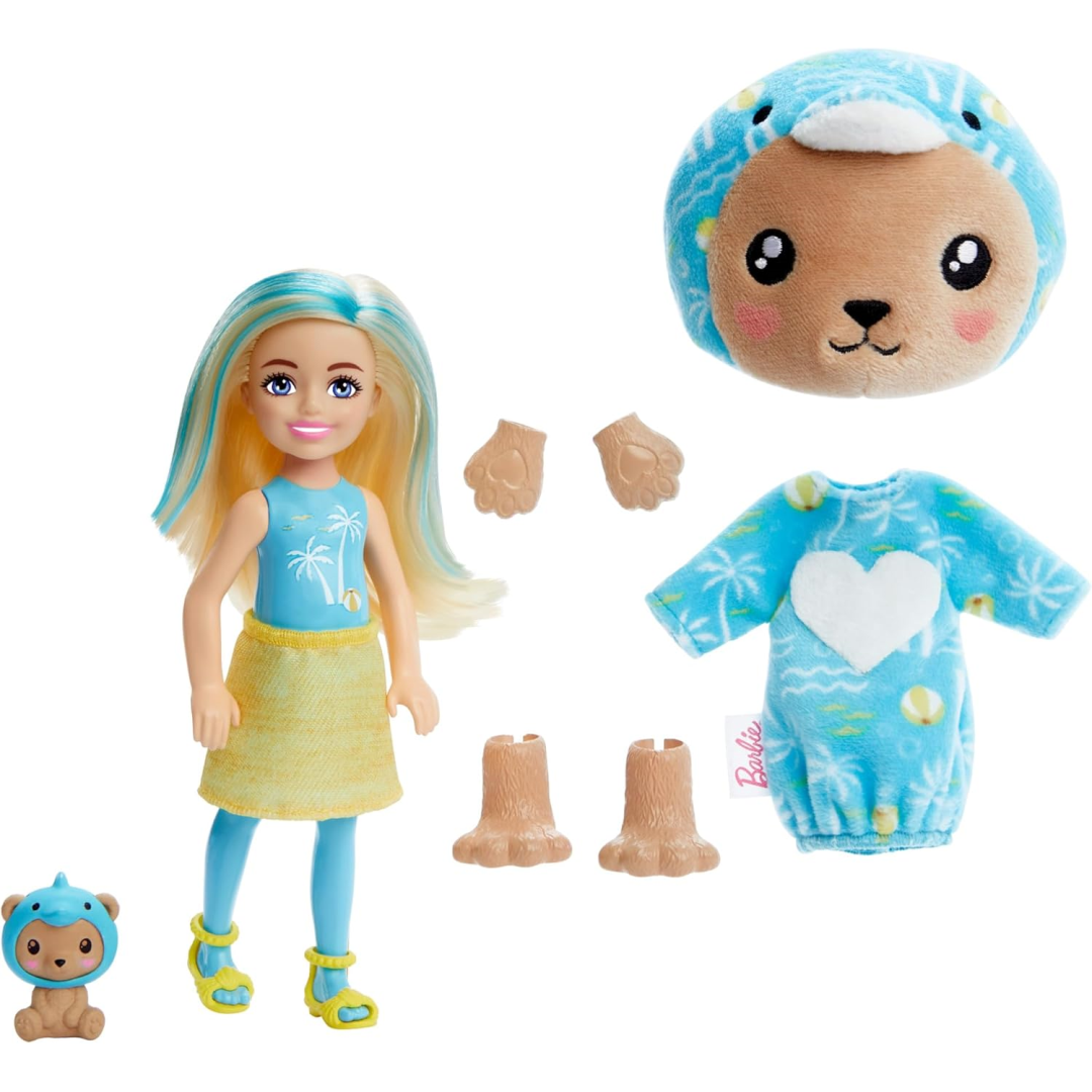 Barbie Cutie Reveal Chelsea Doll & Accessories Animal Plush Costume & Surprises