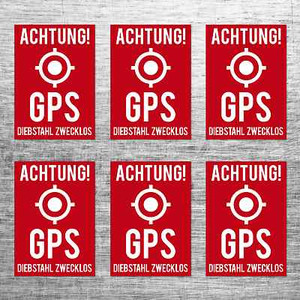 6x Aufkleber Achtung Gps Rot Abschreckung Ortung Sicherheit Diebstahlschutz Ebay