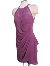 David's Bridal ~ Wisteria Chiffon Halter Neck Draped Party Dress 12 NEW $119
