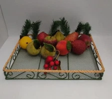 Vtg 11 Pc SPARKLING SUGAR Glitter Beaded fruit and berries + 6 Bonus Pine Sprigs