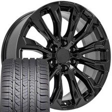 22 In Black 14025 Rims Goodyear Tires Set Fit Tahoe Suburban Silverado
