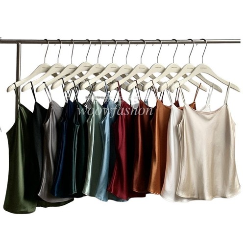 Damen Satin Seide Camisole Tank Tops Camis Top Spaghettiträger Weste T-Shirt Bluse Tee - Bild 2 von 41