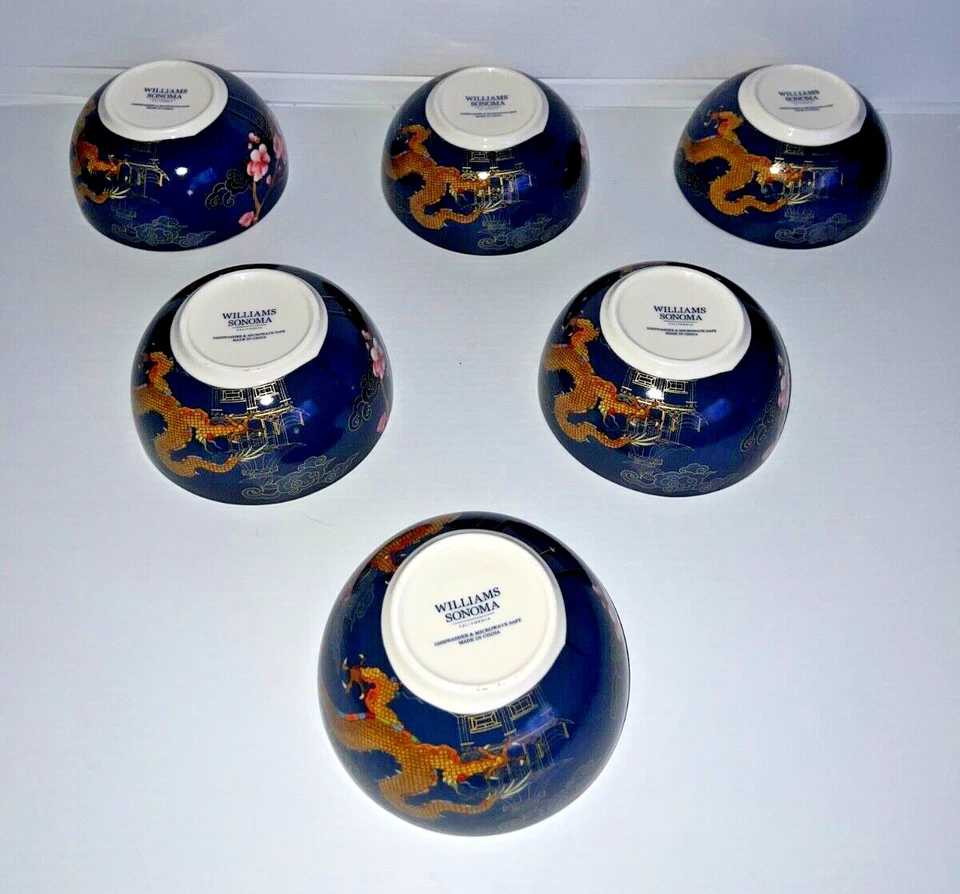 Williams Sonoma Lunar NY Arroz Fideos Cuenco 5" Dragón Diseño Floral Usado en Excelente Condición Foto 2 de 4