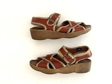 Vintage 1970s FAMOLARE Shoes Wavy Platform Gum Soles Sandals 8 M Leather Italy