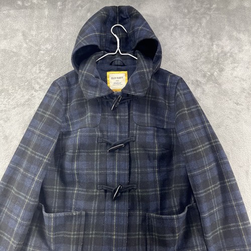Old Navy PeaCoat Damen Medium Multicolor Blackwatch kariert durchgehender Reißverschluss Kapuze - Bild 4 von 14