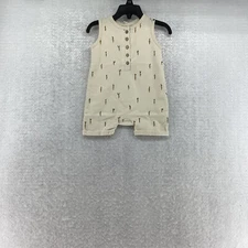 Rylee And Cru Baby Unisex White Sleeveless Cuffed Leg Openings Romper Size 3-6 M