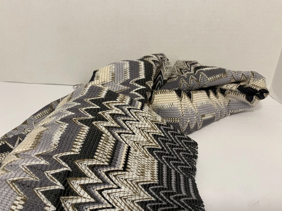 Missoni Auténtica Bufanda de Lana Metálica Mujer Ropa Usada Negro Gris Foto 4 de 4