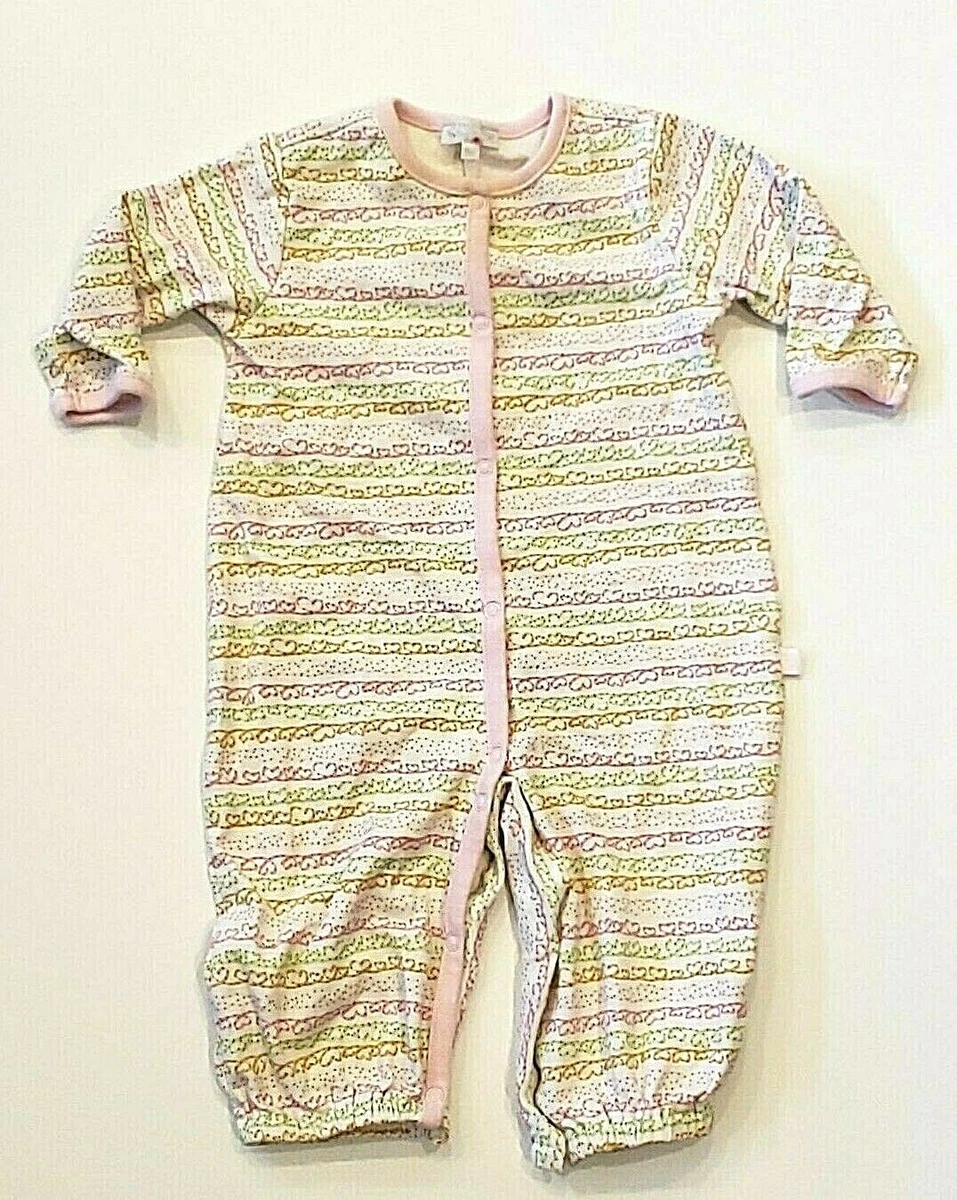 Baby Gap Baby Girl Layette Sleeper Romper 1pc Outfit HEARTS Striped Sz 9 mo