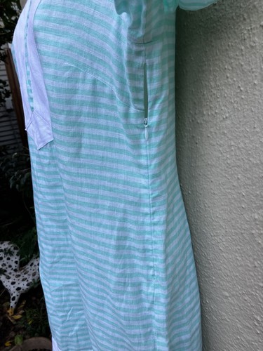 Sail to Sable STS Striped Dress size S 100% Linen Long Sleeve White Trim - Picture 6 of 8