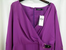 Lauren Ralph Lauren Purple Faux Wrap Flowy Spring Cocktail Dress Size 10
