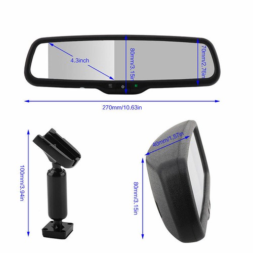 4.3" Car Rear View Mirror Monitor+Bracket+170° Night Vision Reversing Camera Kit - Picture 11 of 12