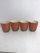 Vintage Japanese Maruhon Ware Hand painted Tomato Pumpkin Pattern Cups Glasses 4