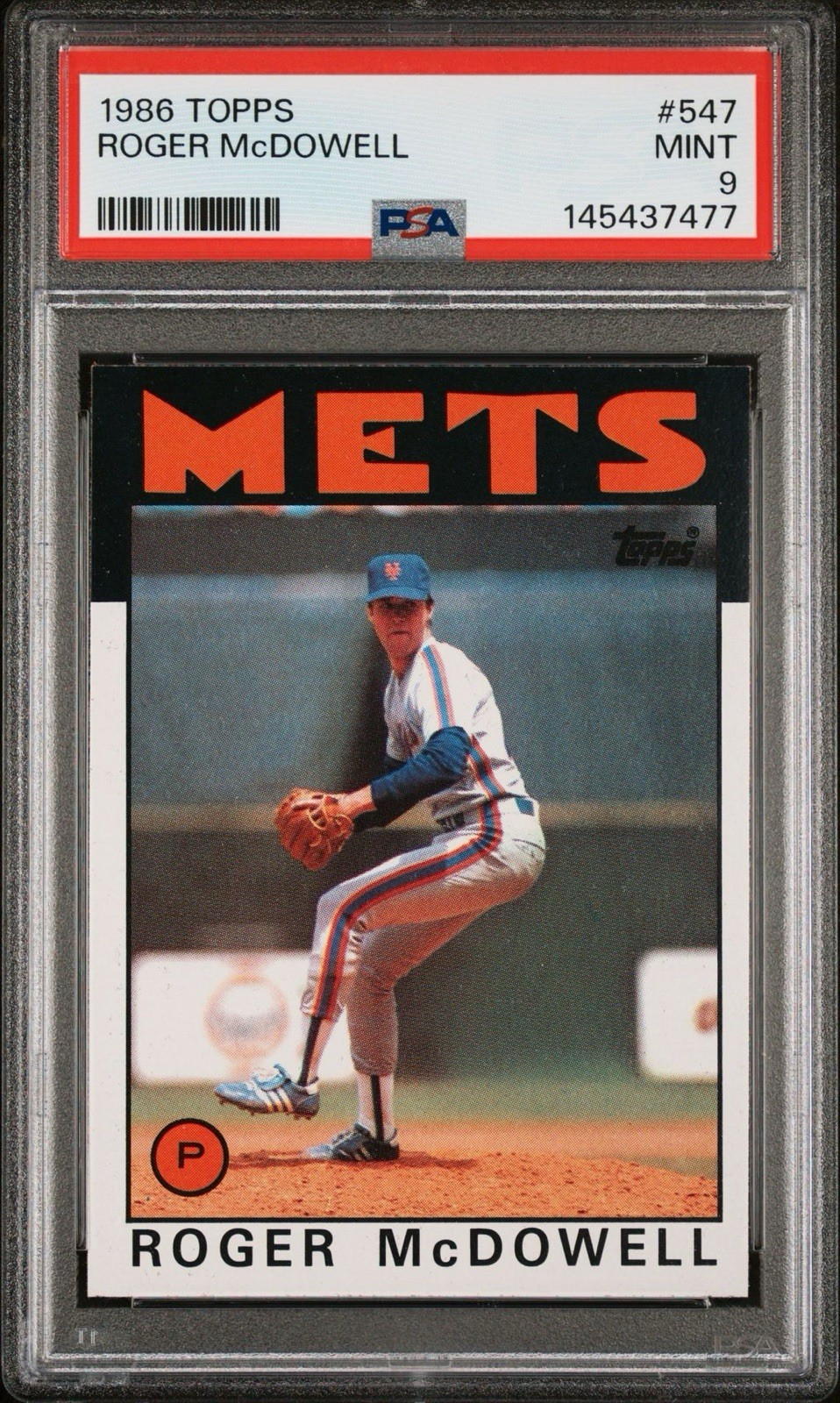 1986 Topps Roger McDowell RC #547 PSA 9 MINT New York Mets 