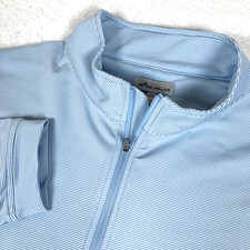 Peter Millar Mens 2XL Blue Stripe 1/4 Zip L/S Perth Melange Performance Pullover