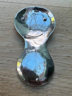 Unusual Sterling Silver Smiling Face Caddy Spoon With London Hallmarks