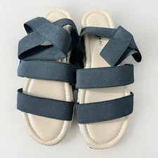 Vepose New York Sandal Black Platform Wedge Espadrille Ankle Strap Womens Sz 6