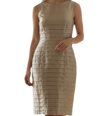 Ladies Ellen Tracy Gold Sheath Dress Sleeveless Size 6 Mermaid Side Zip Classy