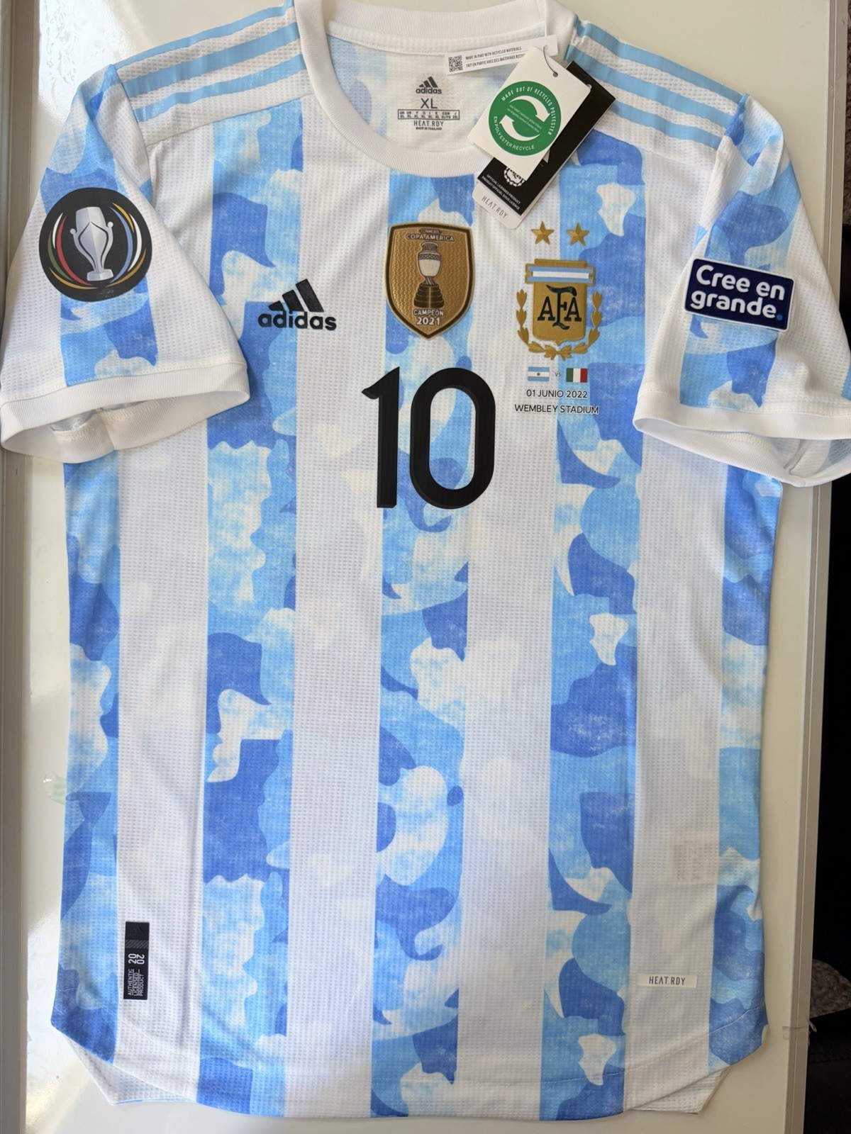 Messi #10 Argentina 2022 Home Jersey Mens Size XL - Argentina vs Italy Kit NWT