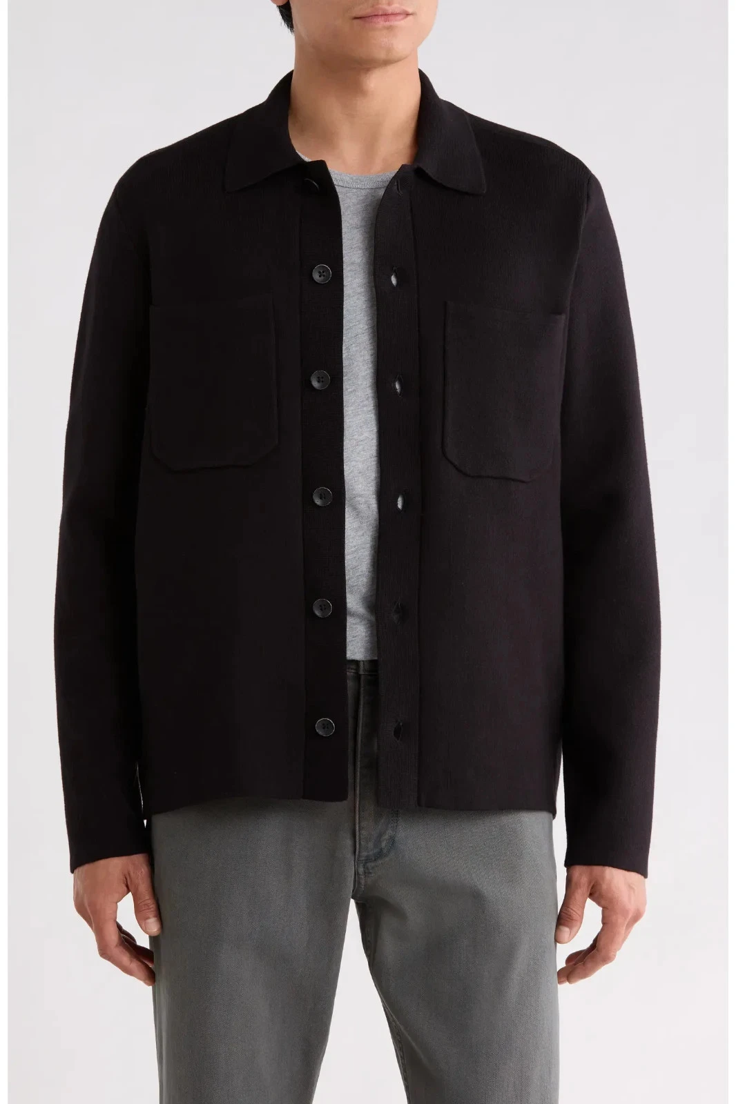 NEW Rag & Bone Hunter Black Cotton Compact Knit Shirt Jacket Sz M NWT $428 - product detail image 1