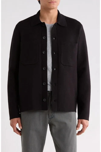 NEW Rag & Bone Hunter Black Cotton Compact Knit Shirt Jacket Sz M NWT $428 video thumbnail