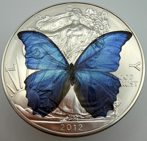 Blue Morpho Butterfly - Rare American Silver Eagle 1oz .999 Silver Dollar Coin