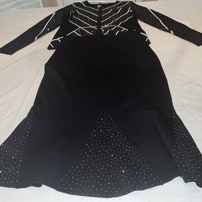 Kayla by Tally Taylor Black/Silver Metallic Glitter Knit Maxi Dress Size 8