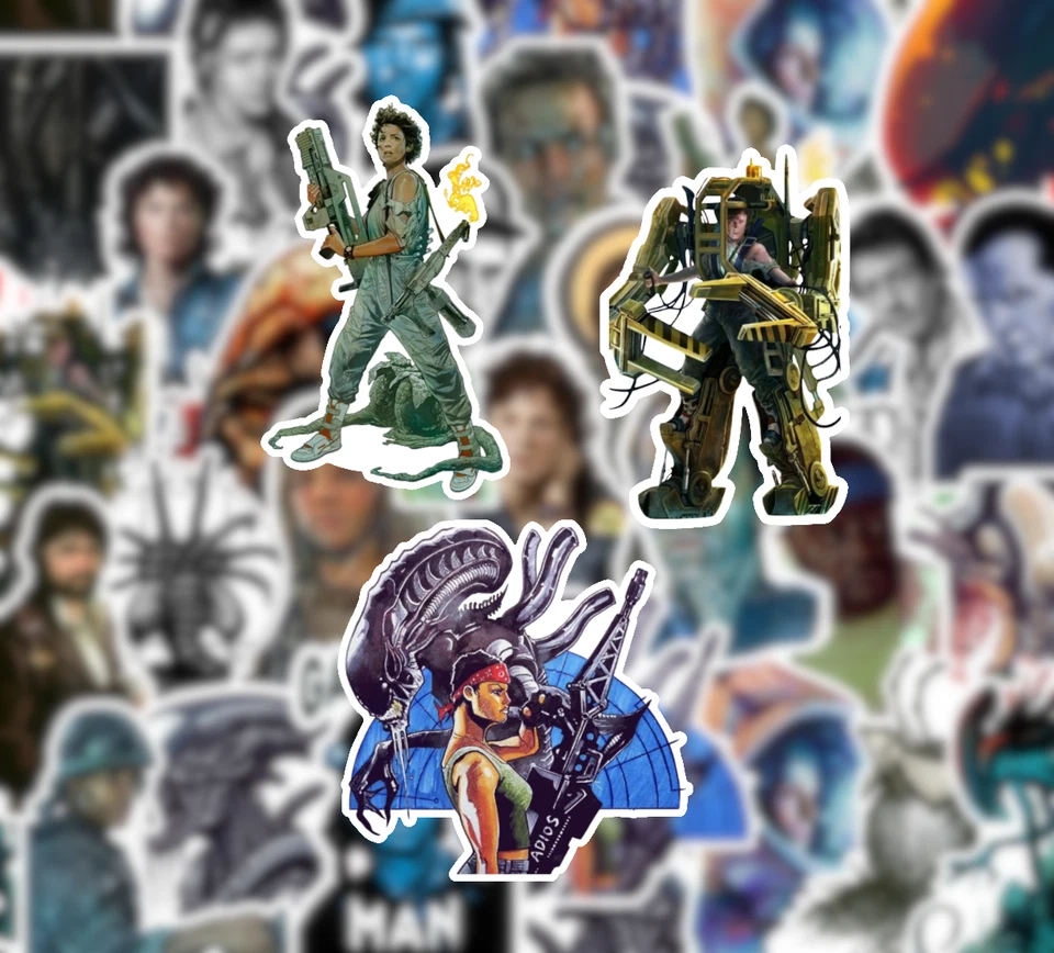 25 Pegatinas Alien & Aliens - Vinilo Mate - Película Ciencia Ficción Ripley Terror Acción Foto 2 de 3