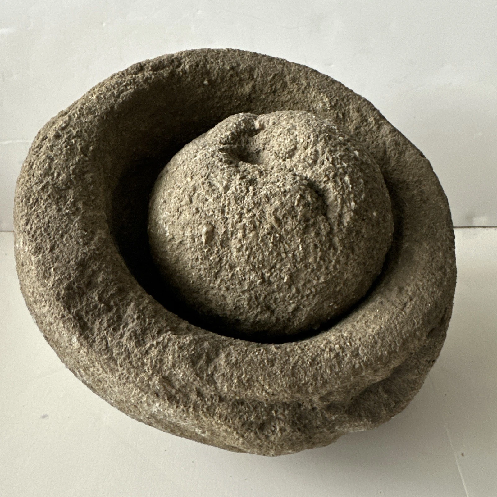 Antique? Stone Carved 14lb Mortar And Ball Shaped 3lb Pestle Unknown Origin
Opens in a new window or