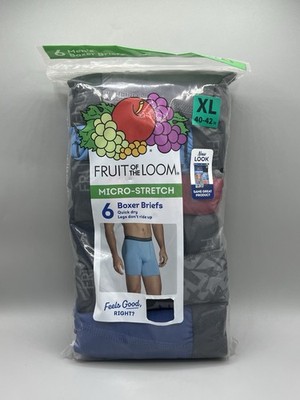 6-Pack FRUIT OF THE LOOM Men s XL Boxer Briefs Micro-Stretch Quick Dry
