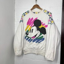 Vintage 90s Mickey Mouse Reversible Disney Sweatshirt White Sweater Size Large