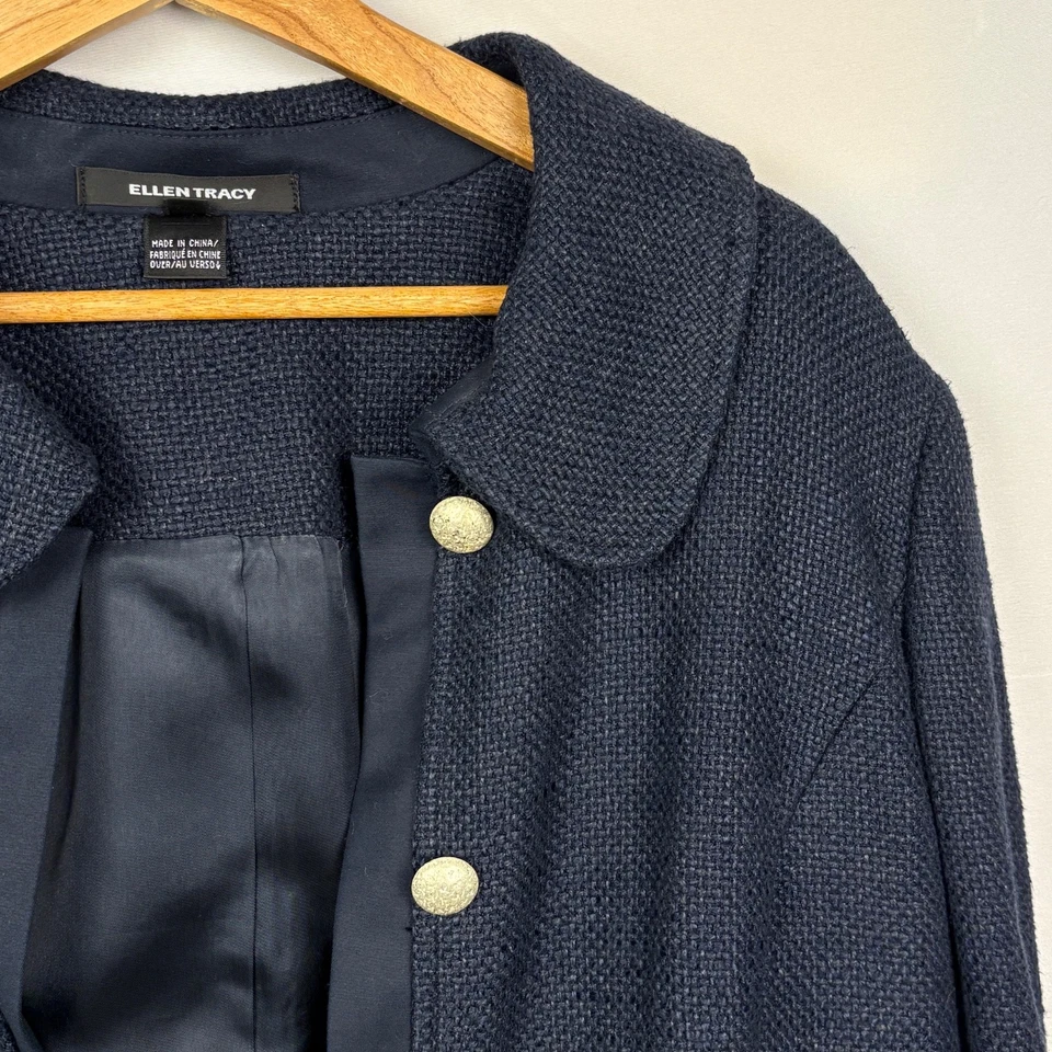 Ellen Tracy женщин льняной твид текстурированный кнопка блейзер куртка Sz14 классический опрятный - Изображение 3 из 4