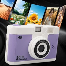 Purple 50MP 1080P Digital Camera Front Rear Dual Cameras Compact Small Camer UO