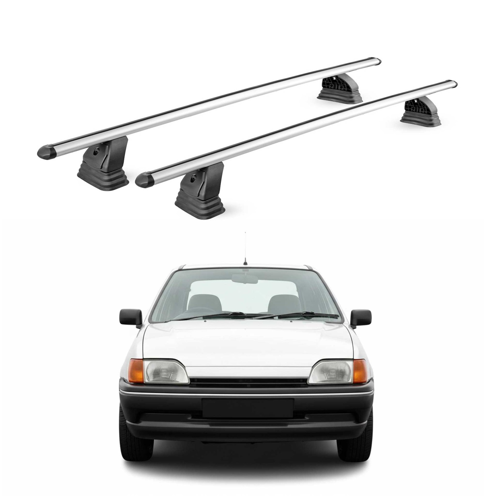 Barres de toit Ford Fiesta 3 alu pour coffre de toit et voyage 3 portes gris
