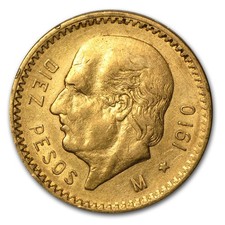 1910 Mexico Gold 10 Pesos XF