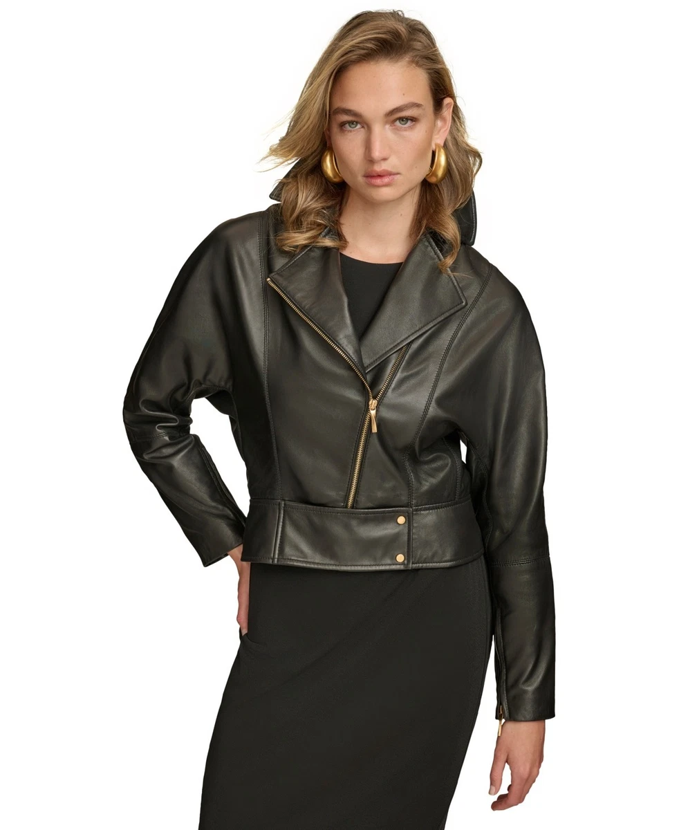 e426☆DONNA KARAN 高級ラムスキンレザージャケット 9号 Donna Karan Coats, Jackets & Vests Leather Outer Shell for Women
