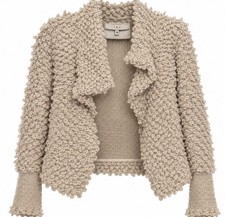 IRO Jacket Sweater Caty Dove Gray Loop Stitched Knit Blazer Sz 36 S MSRP 558