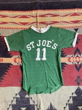 Vintage Kids Rayon Shirt Jersey 30s 40s 50s St Joes 11 Felt Fabric Letters Grn