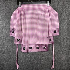 Vtg Gingham Stitched Tiered Half Apron Grannycore Prairie Cottage Farmhouse
