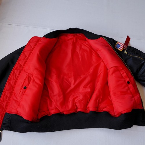 Alpha Industries Jacket Mens XL Apollo MA1 Bomber Black NASA Patches Flight 🔥 - Picture 9 of 21