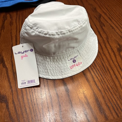 NWTLayer 8 Newborn Girls White Bucket Hat One Size With Strap UPF40+ - Bild 5 von 5