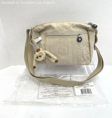 Kipling Wes Crossbody Bag Khaki Beige with Anya Monkey Charm HB65555 NWT