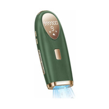 IPL Hair Removal Device, Green/Gold, LCD Display, Battery Power, 9 Settings