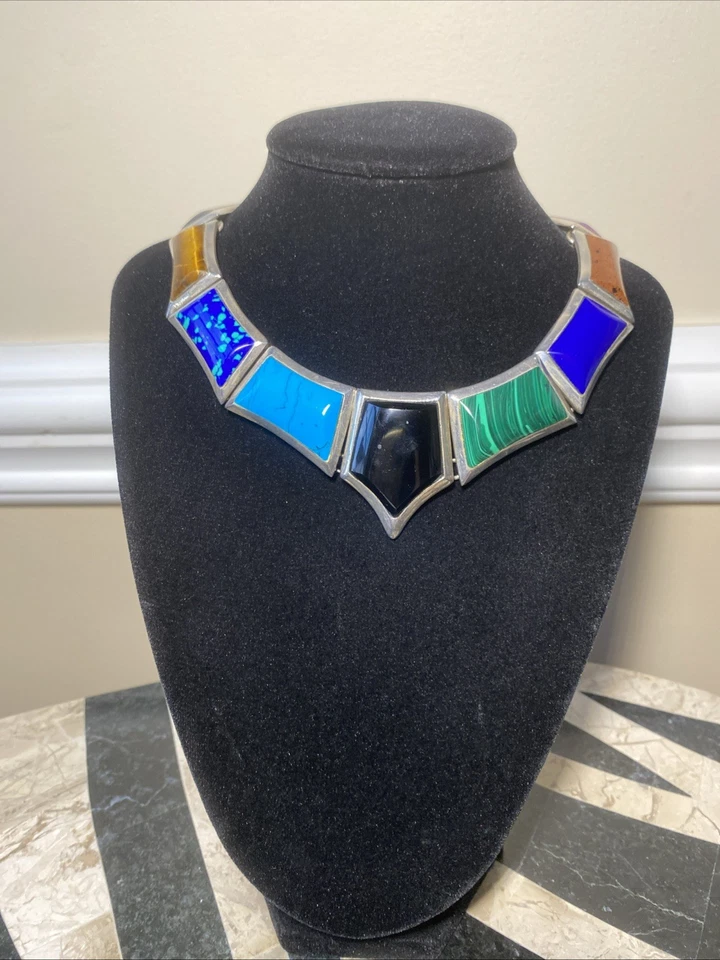 Taxco Modernist Necklace Estate Fine Silver Jewelry Pre-owned Mexico TD-27 PLATA Foto 3 de 4